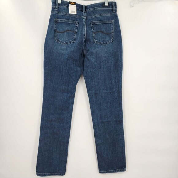 LEE Women's Petite Flex Motion Straight Leg Jeans Medium Wash 4P NWT - Picture 6 of 8